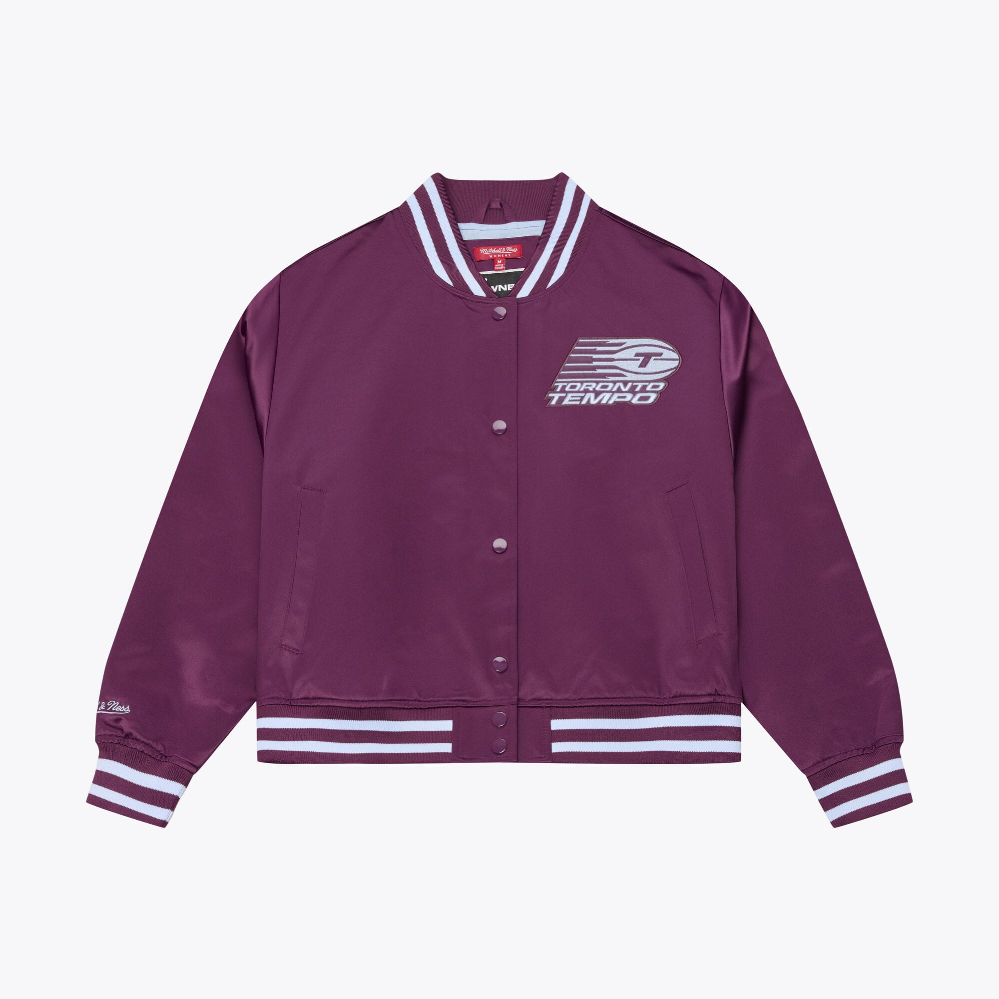 Women's Mitchell & Ness  Purple Toronto Tempo Lightweight Cropped Satin Jacket