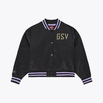 Women's Mitchell & Ness  Black Golden State Valkyries Lightweight Cropped Satin Jacket