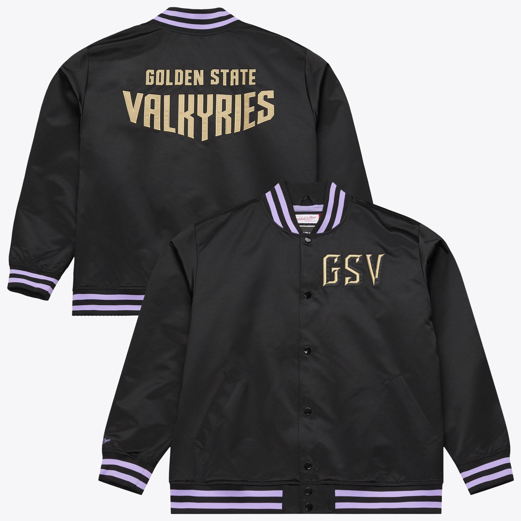 Men's Mitchell & Ness  Black Golden State Valkyries Lightweight Satin Jacket