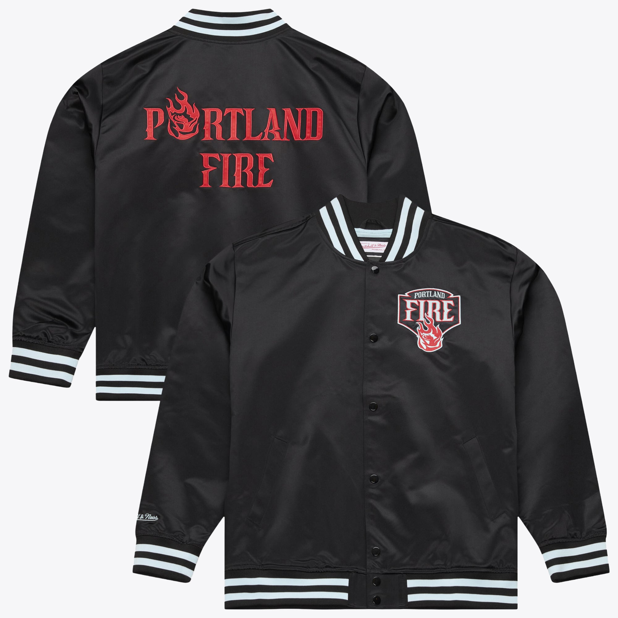 Men's Mitchell & Ness  Black Portland Fire Lightweight Satin Jacket