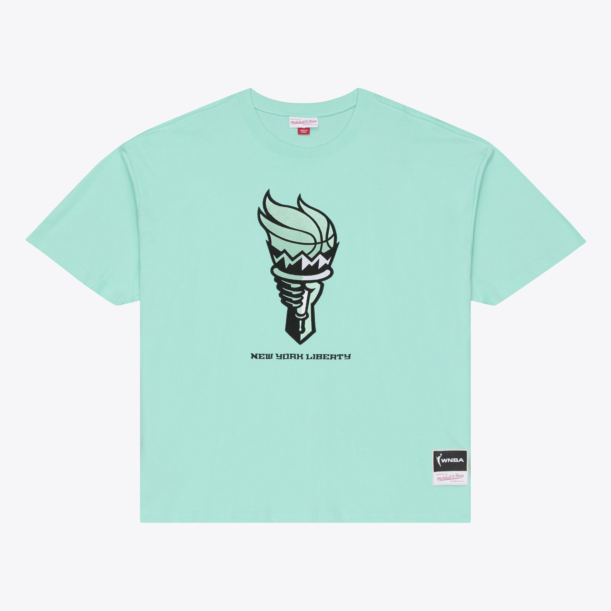 Men’s Mitchell & Ness Mint New York Liberty Logo Boxy T-Shirt Men’s Mitchell & Ness Mint New York Liberty Logo Boxy T-Shirt