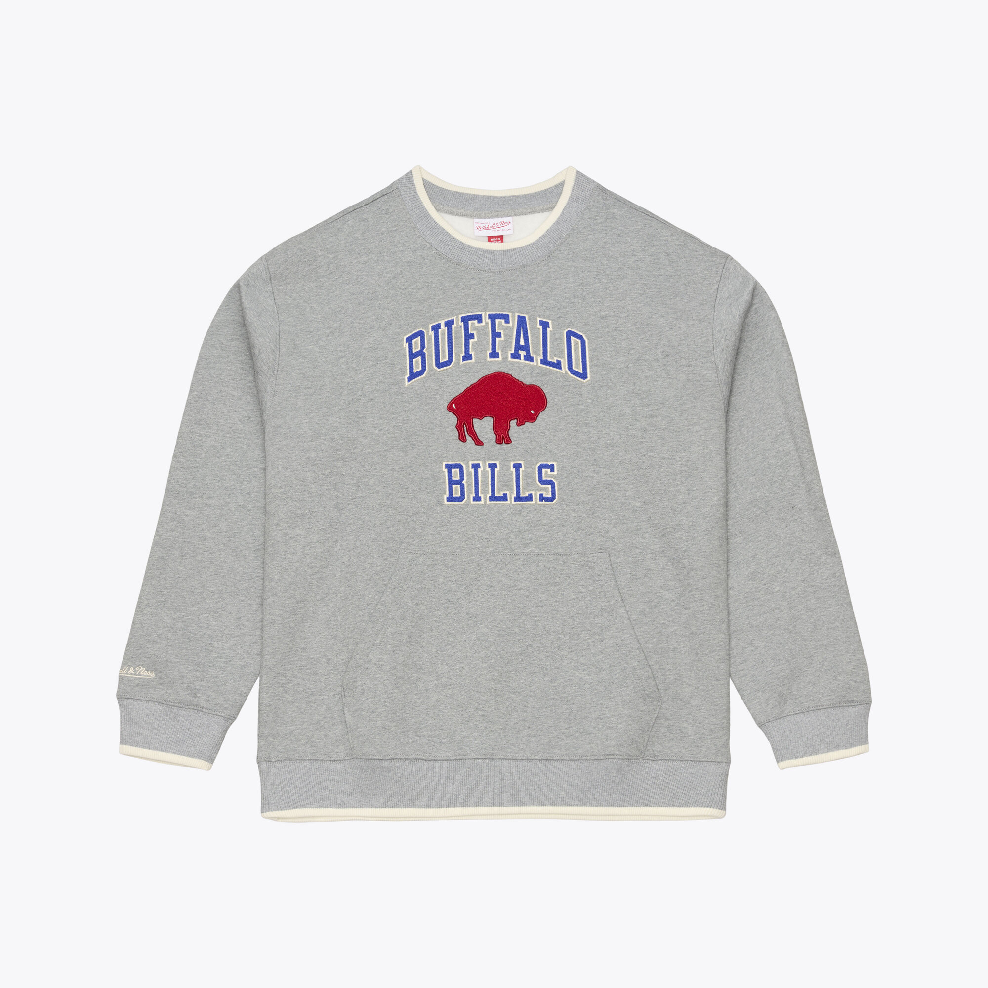 Men's Mitchell & Ness Heather Gray Buffalo Bills Premium Essentials Crew Sweatshirt