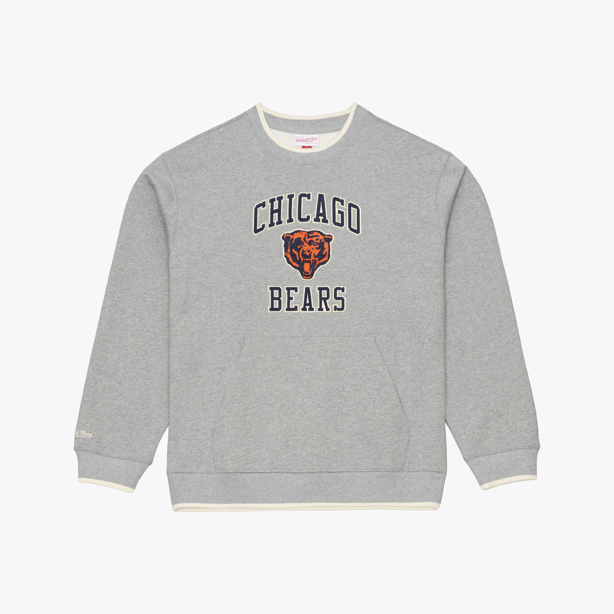 Mitchell & Ness Men's Heather Gray Chicago Bears Premium Essentials Crew Sweatshirt - Heather Gray