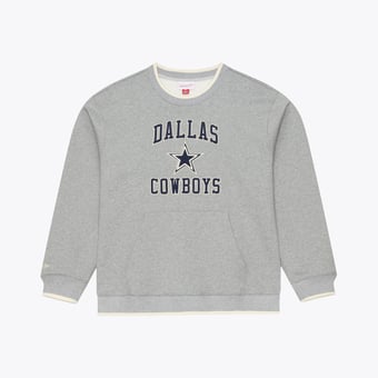 Men's Mitchell & Ness  Heather Gray Dallas Cowboys Premium Essentials Crew Sweatshirt