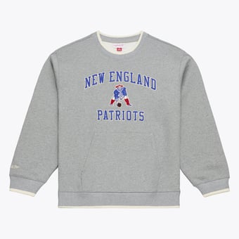 Men's Mitchell & Ness  Heather Gray New England Patriots Premium Essentials Crew Sweatshirt