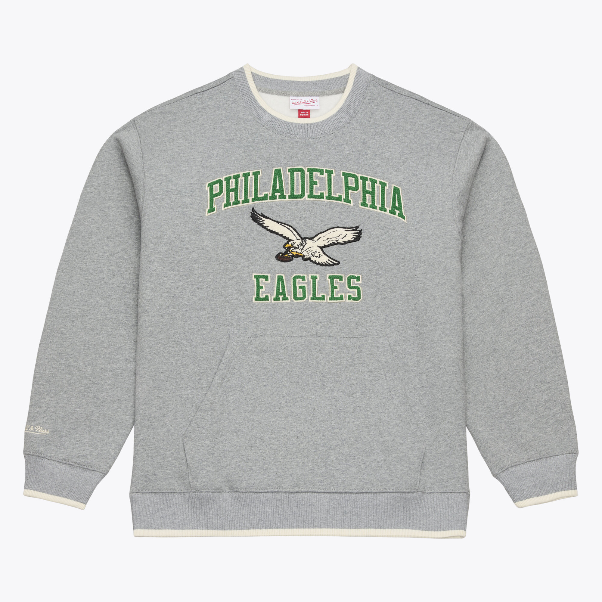 Mitchell & Ness Men's Mitchell Ness Heather Gray Philadelphia Eagles Premium Essentials Crew Sweatshirt - Heather Gray