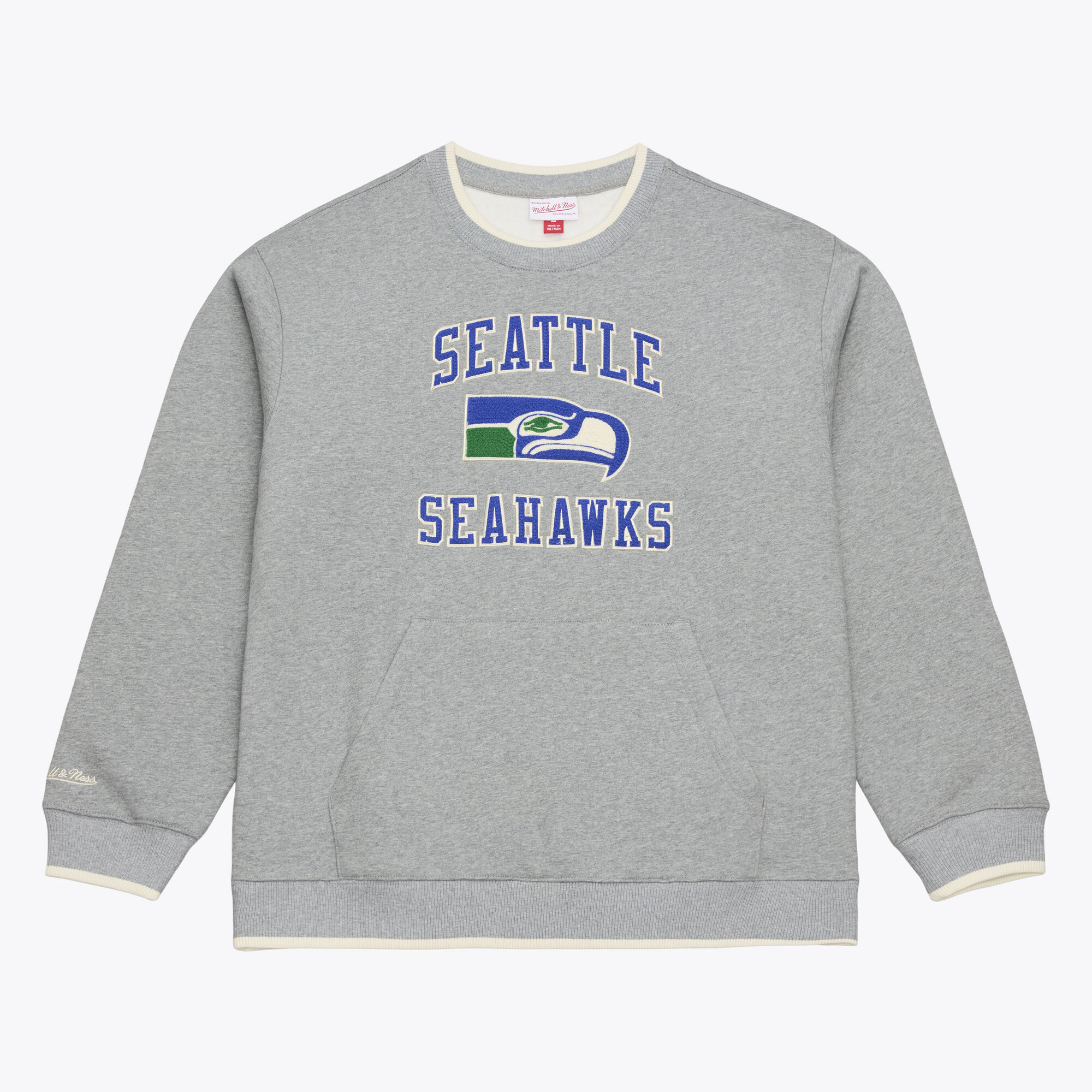 Mitchell & Ness Men's Heather Gray Seattle Seahawks Premium Essentials Crew Sweatshirt - Heather Gray