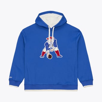 Men's Mitchell & Ness Royal New England Patriots Premium Essentials Heavyweight Fleece Hoodie