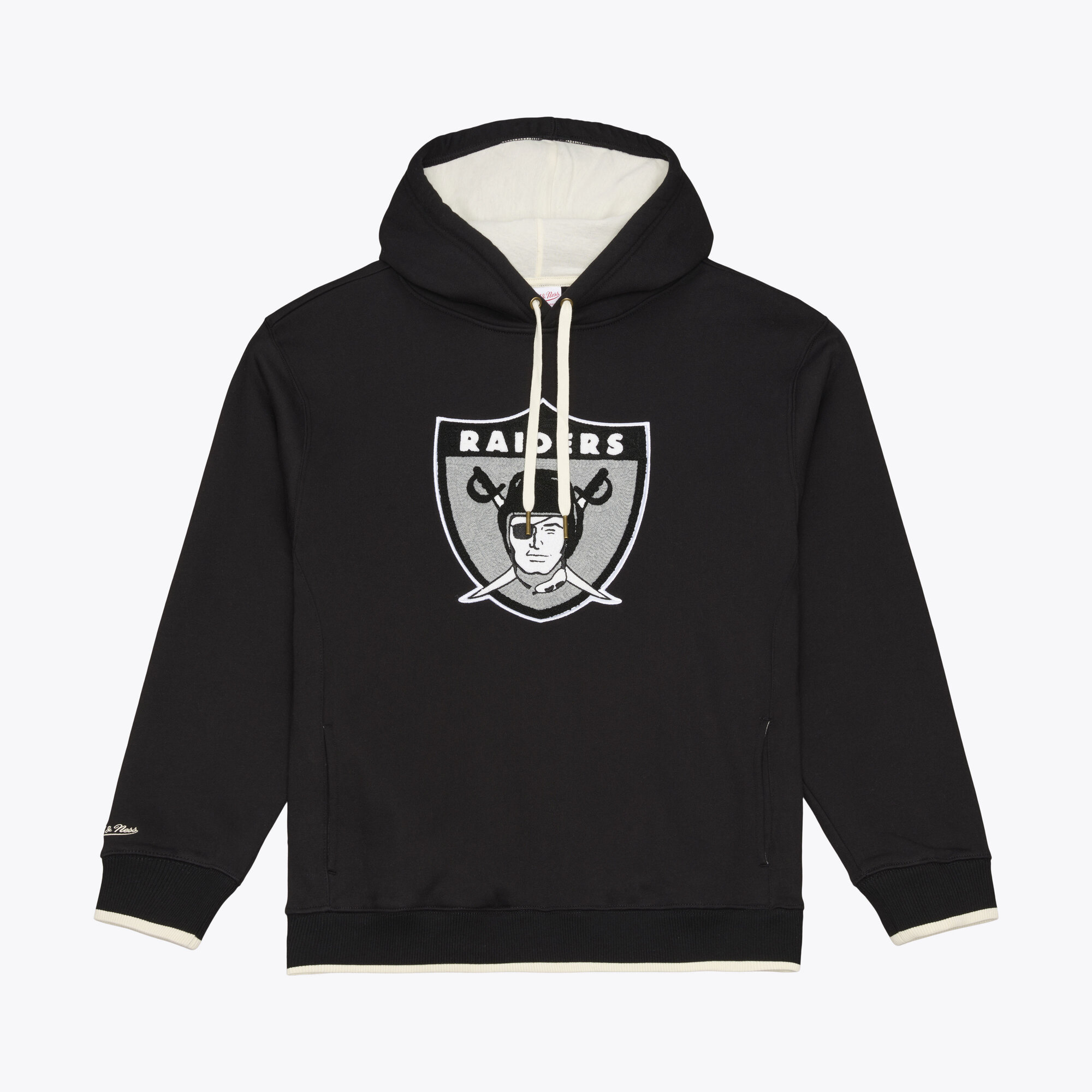 Men's Mitchell & Ness Black Oakland Raiders Gridiron Classics Premium Essentials Heavyweight Fleece Hoodie