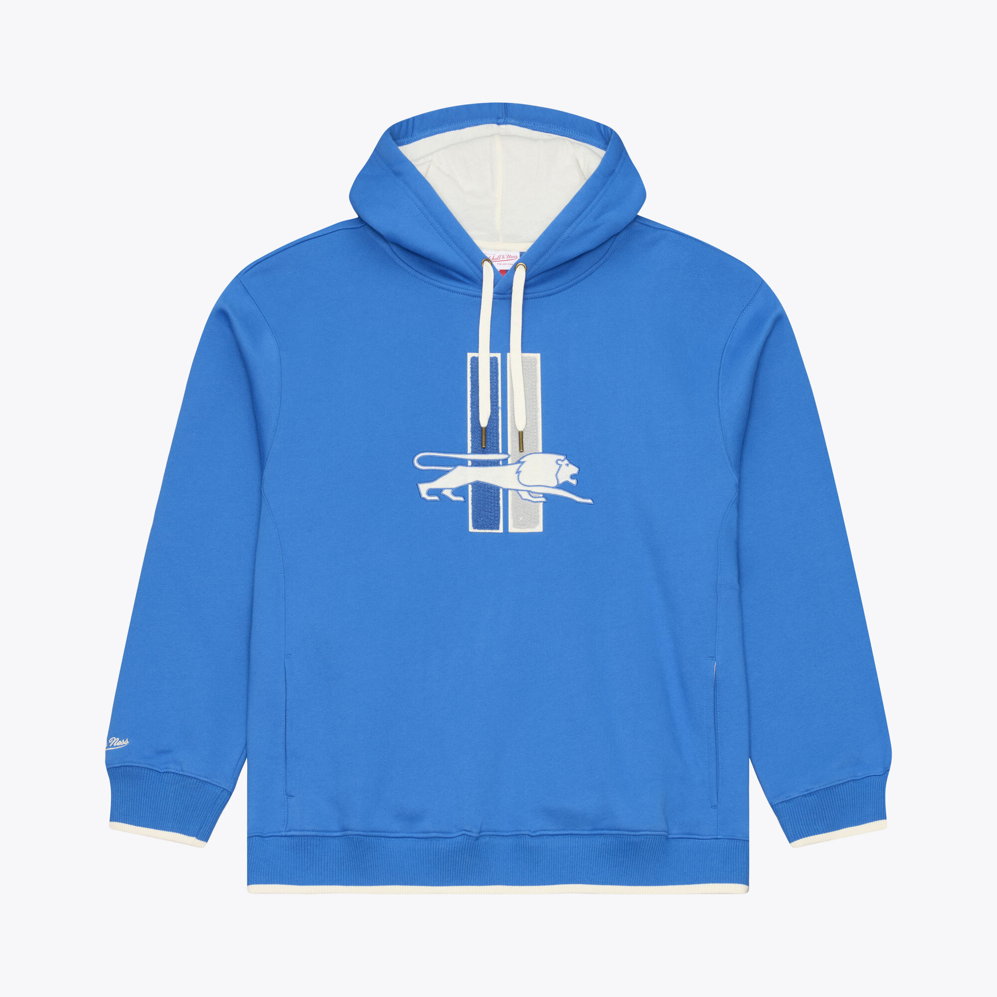 Men's Mitchell & Ness Blue Detroit Lions Premium Essentials Heavyweight Fleece Hoodie