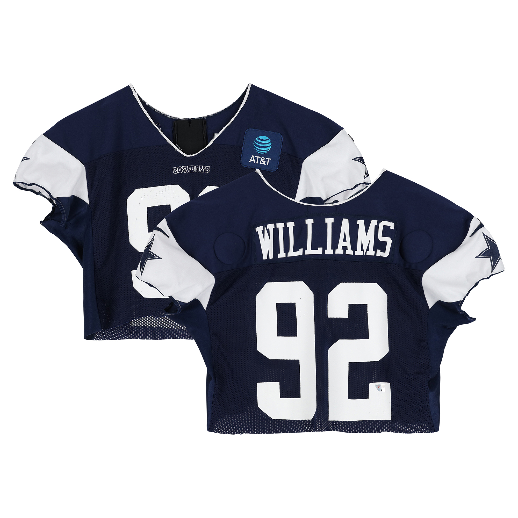 Quinnen Williams Dallas Cowboys Practice-Used #92 Navy Nike Jersey from the 2025 NFL Season