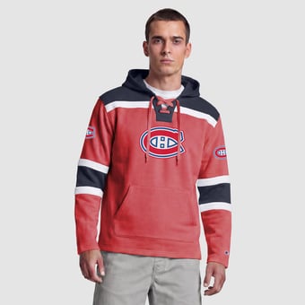 Men's Champion  Red Montreal Canadiens Lacer Fleece Hockey Hoodie