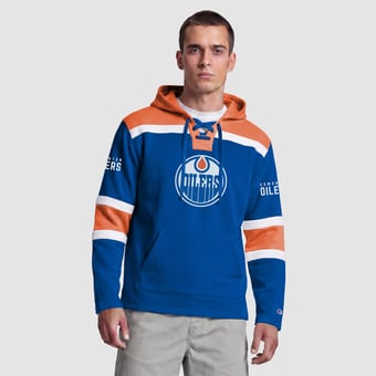 Men's Champion  Royal Edmonton Oilers Lacer Fleece Hockey Hoodie