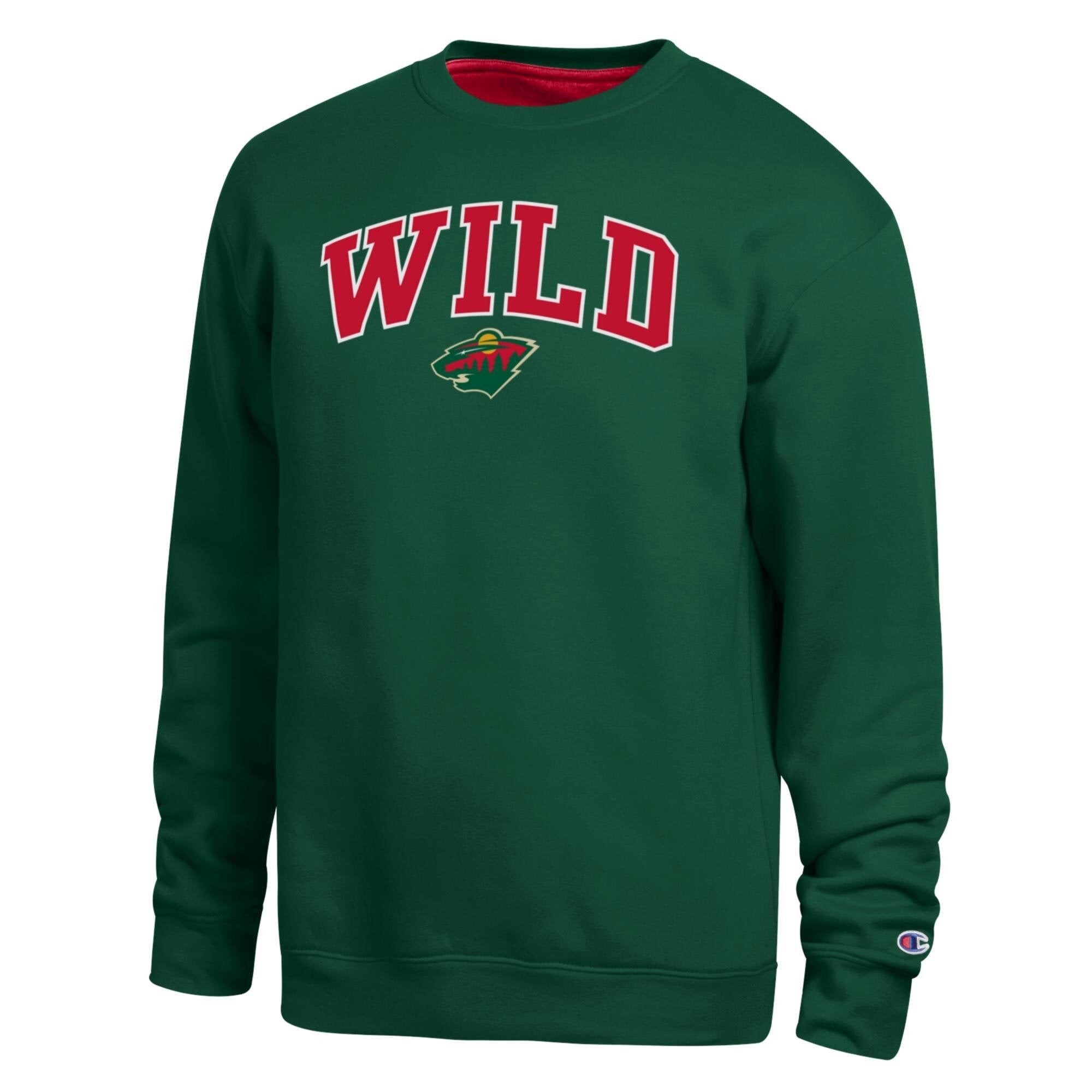 Men's Champion Green Minnesota Wild Contrast Sweatshirt