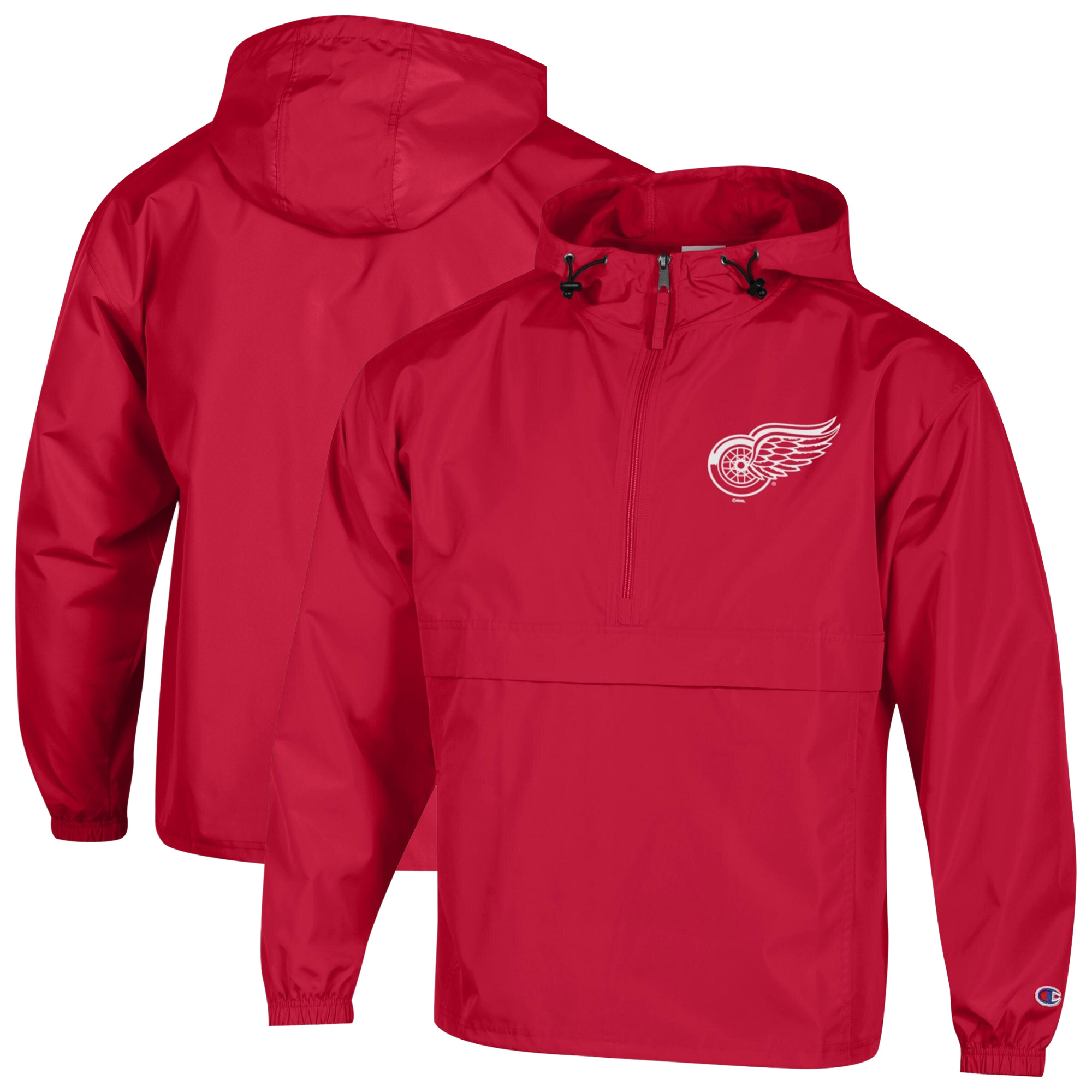Men’s Champion Red Detroit Red Wings Packable Windbreaker Half-Zip Jacket