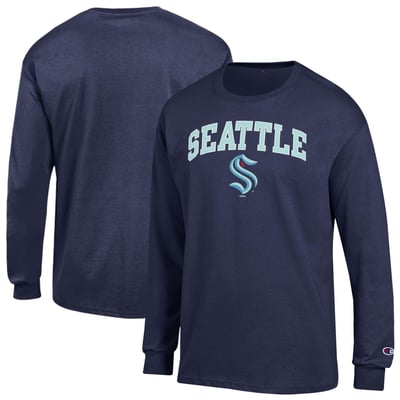 Men's Champion  Deep Sea Blue Seattle Kraken Jersey Long-Sleeve T-Shirt