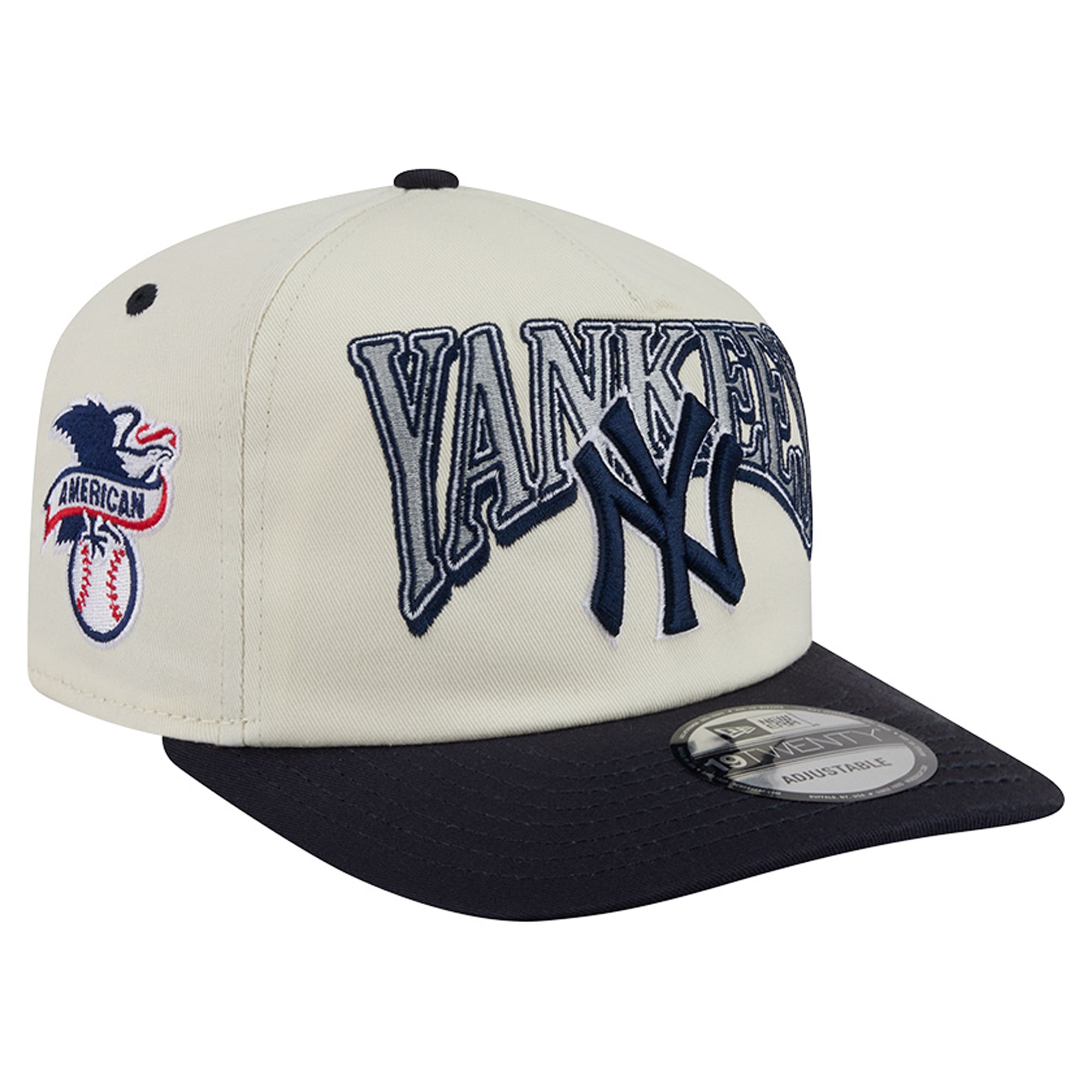Men's New Era Cream/Navy New York Yankees Vintage 19TWENTY Adjustable Hat