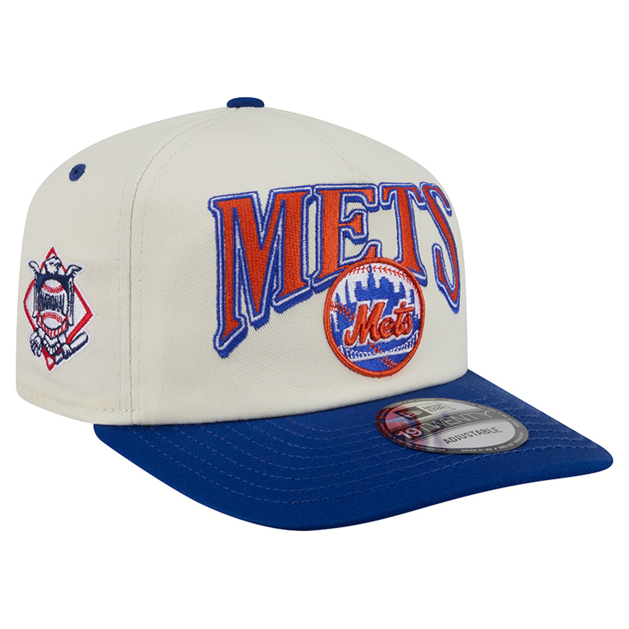 Men's New Era Cream/Royal New York Mets Vintage 19TWENTY Adjustable Hat