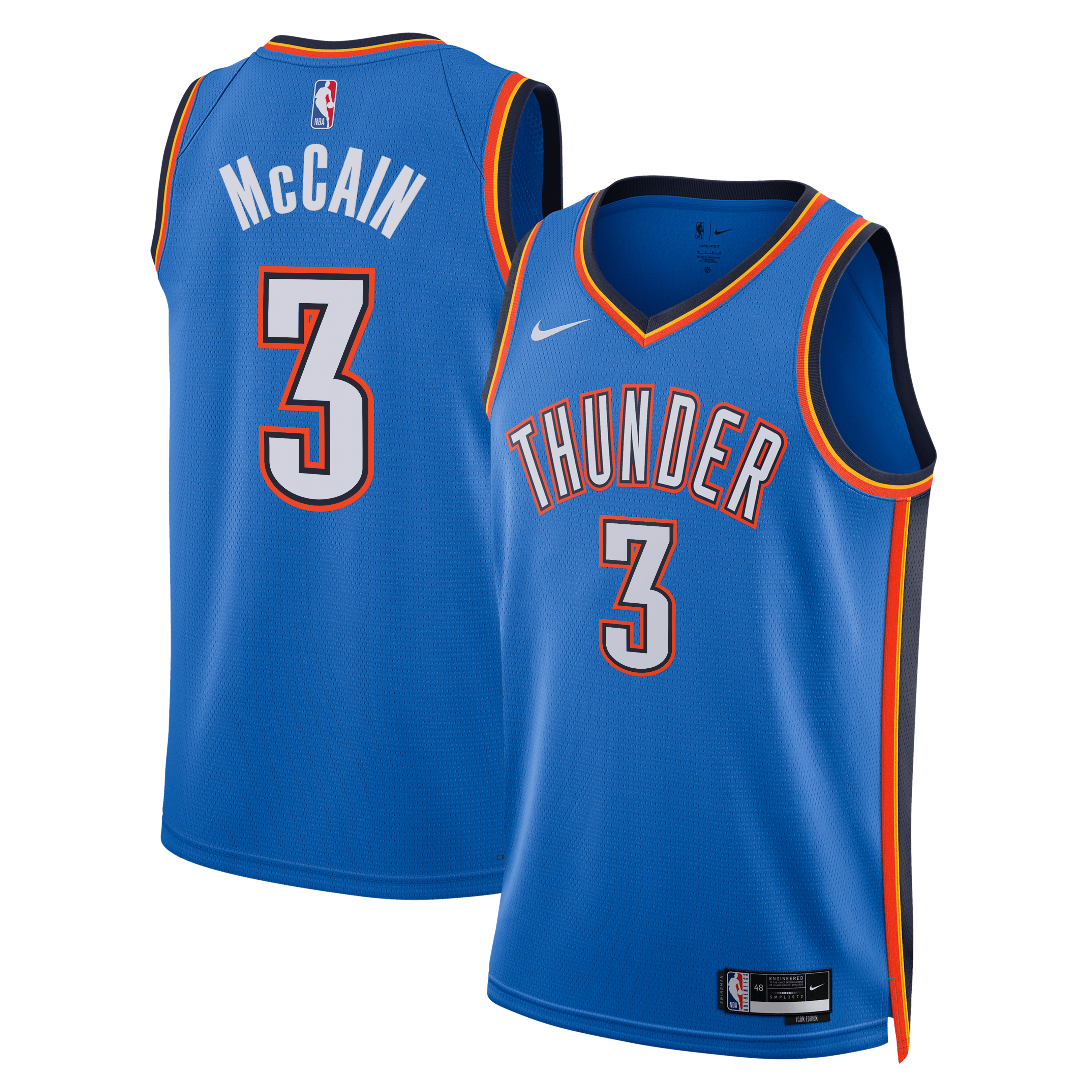 Unisex Nike Jared McCain Blue Oklahoma City Thunder Swingman Jersey - Icon Edition