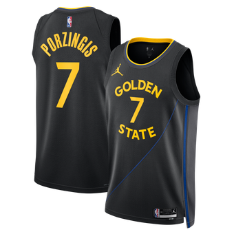Unisex Jordan Brand Kristaps Porzi??is Black Golden State Warriors Swingman Jersey - Statement Edition