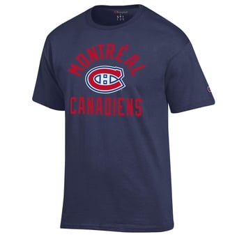 Men's Champion  Navy Montreal Canadiens Primary Logo Jersey T-Shirt