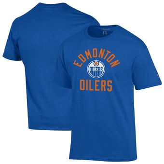 Men's Champion  Royal Edmonton Oilers Primary Logo Jersey T-Shirt