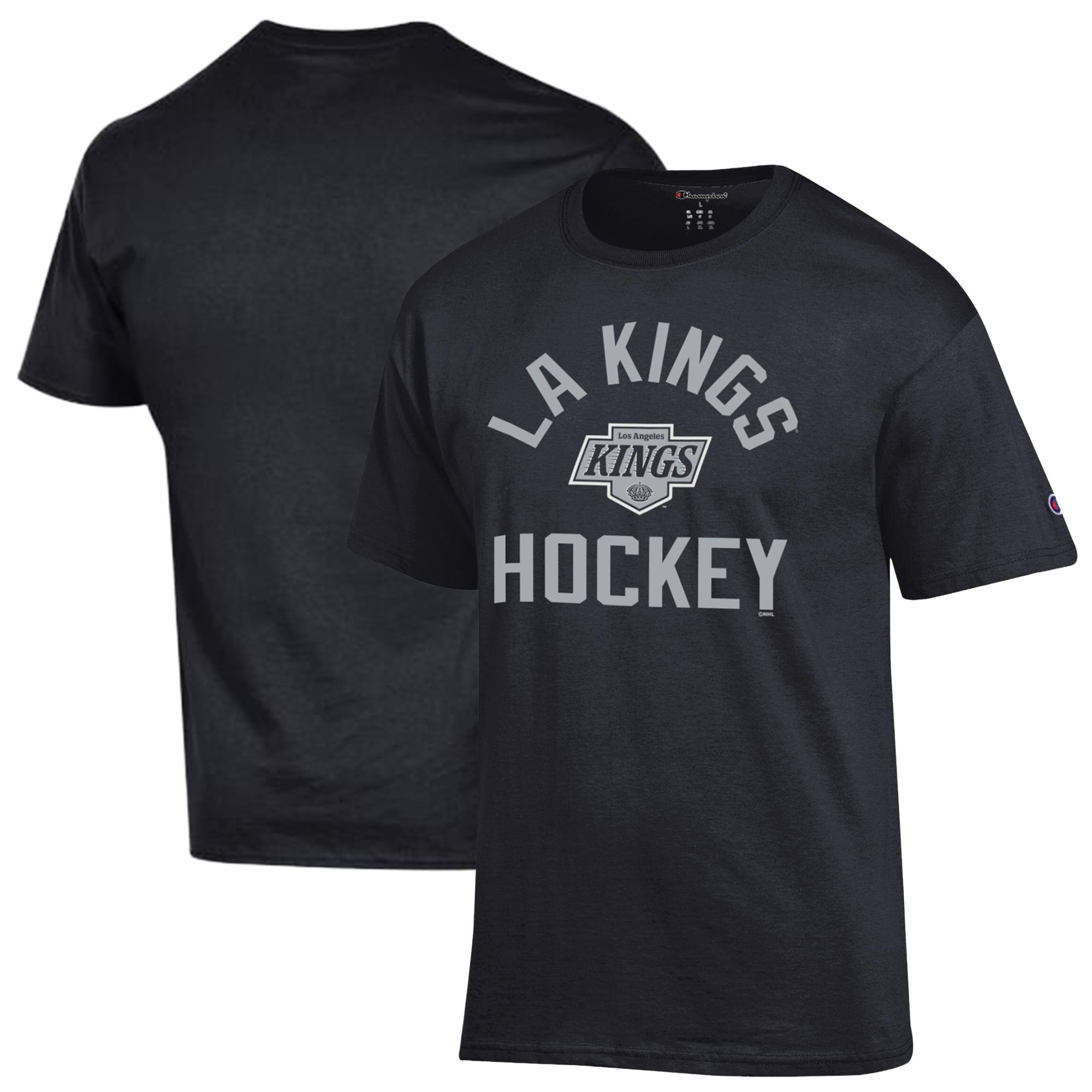 Men's Champion Black Los Angeles Kings Primary Logo Jersey T-Shirt