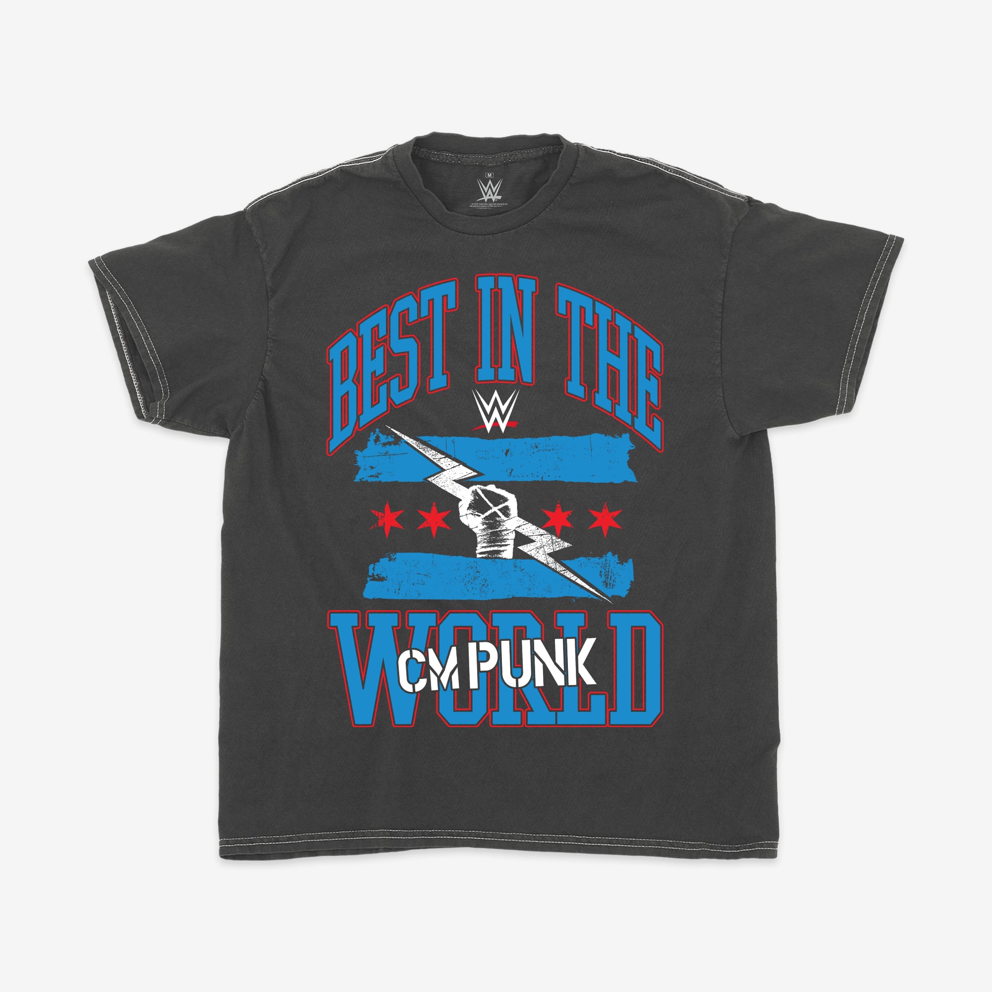 Men's Ripple Junction  Black CM Punk Best In The World Punk Flag Graphic T-Shirt