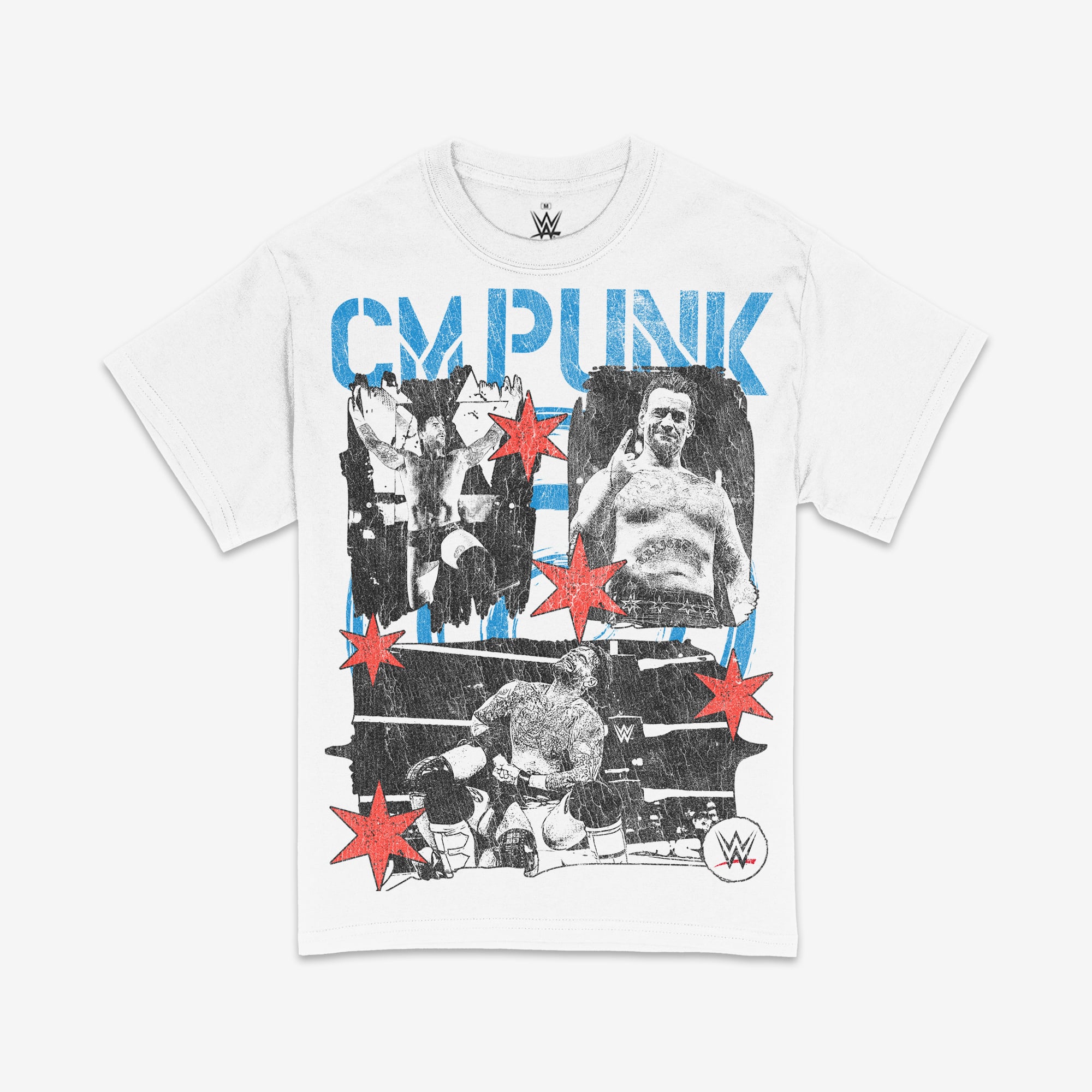 Men's Ripple Junction  White CM Punk Grunge Graphic T-Shirt