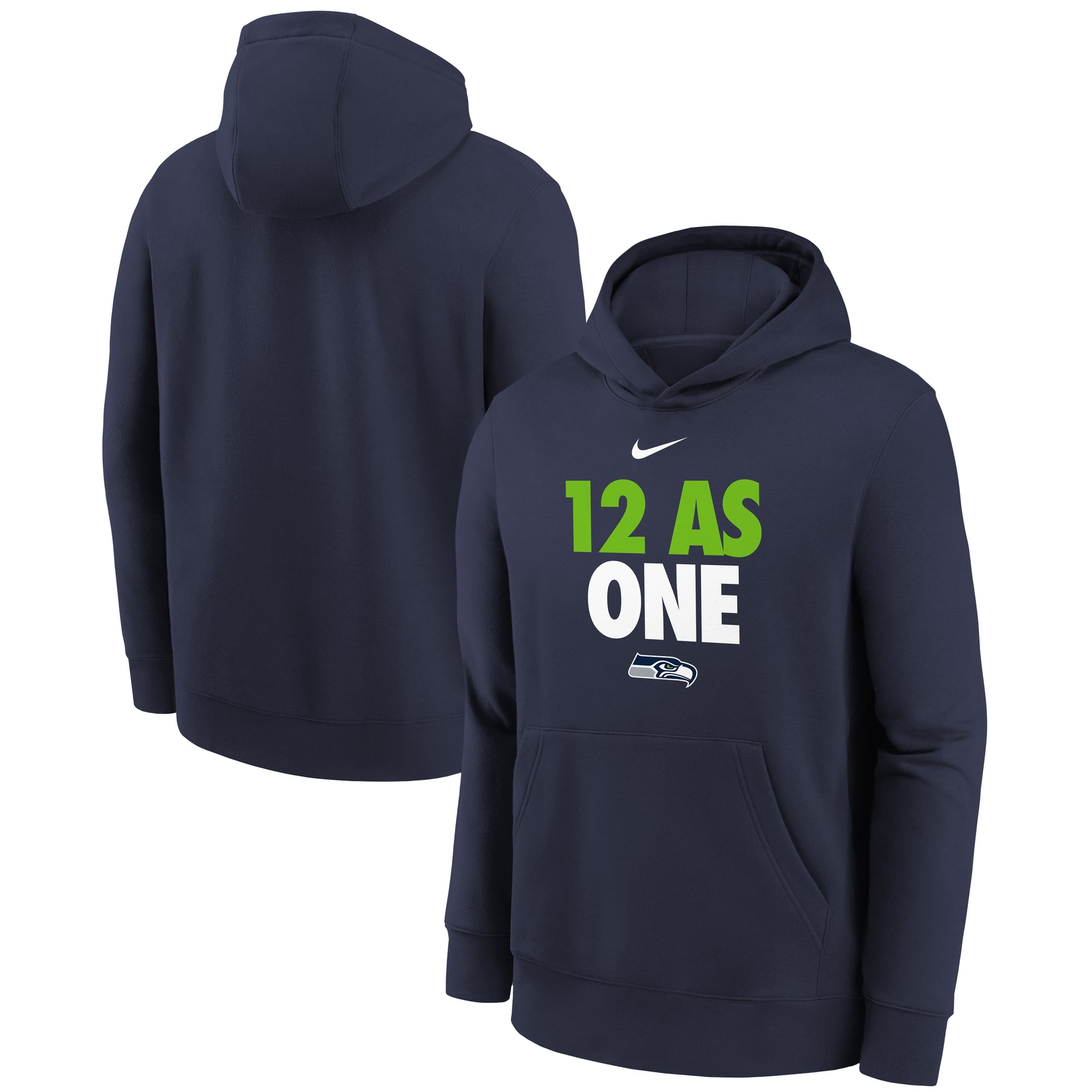 Sweat à capuche polaire Nike College Navy Seattle Seahawks 12 As One pour jeunes