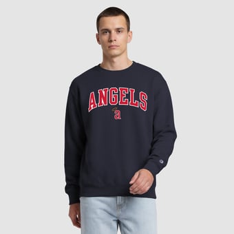 Men's Champion  Navy Los Angeles Angels Fleece Crew Sweatshirt