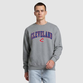 Men's Champion  Heather Gray Cleveland Guardians Fleece Crew Sweatshirt