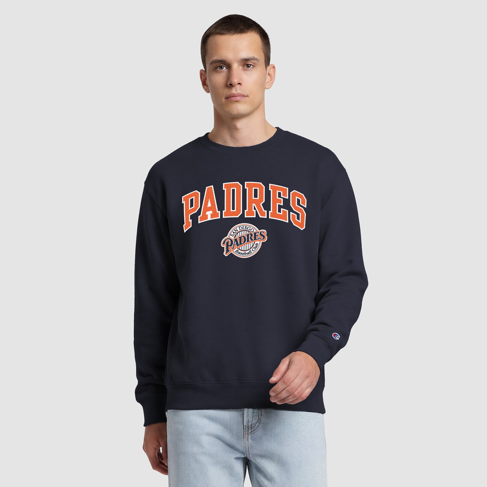 Men's Champion  Navy San Diego Padres Fleece Crew Sweatshirt