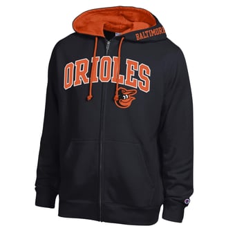 Men's Champion  Black Baltimore Orioles Fleece Full-Zip Hoodie