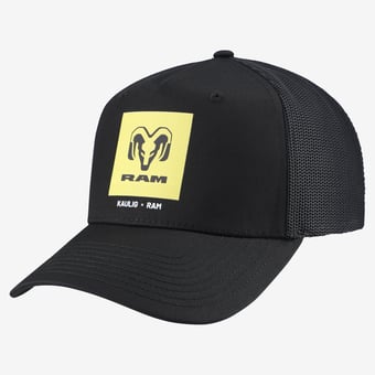 Unisex Kaulig Racing x Ram  Black Square Trucker Trucker Adjustable Hat