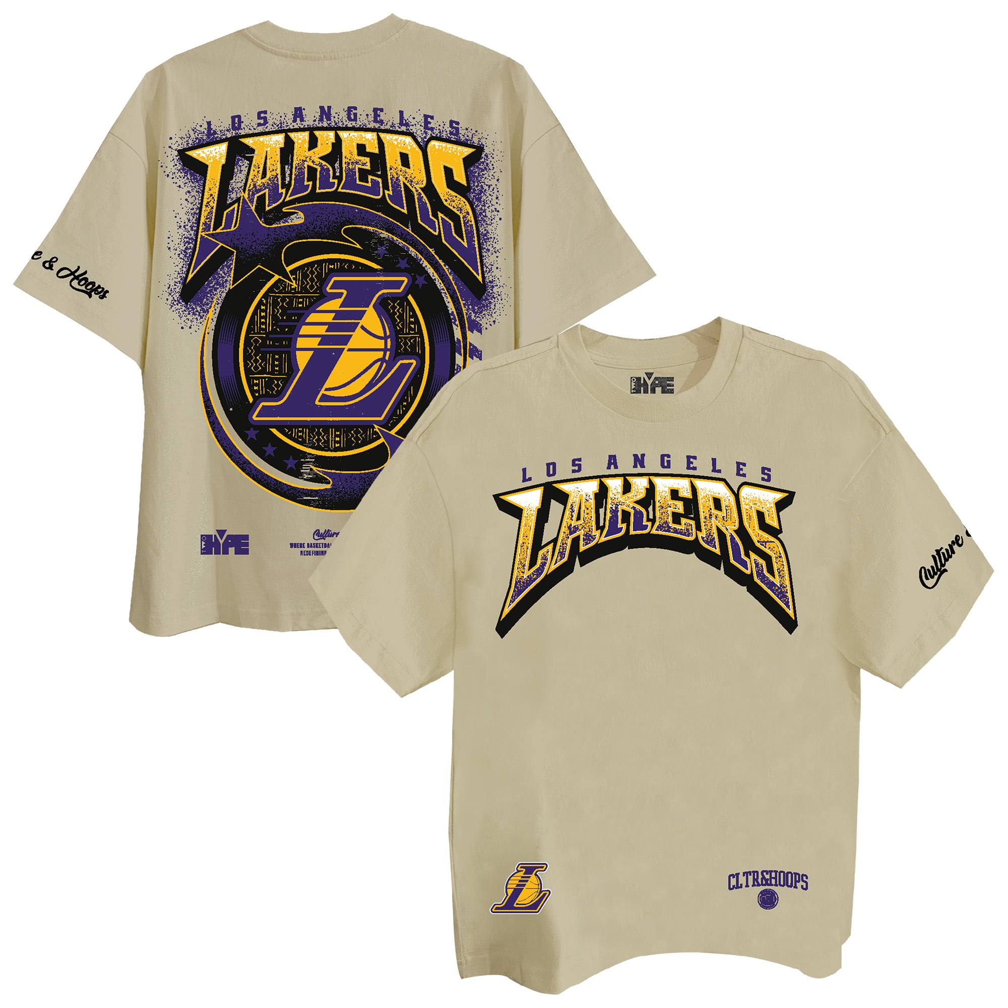 Unisex Two Hype Cream Los Angeles Lakers Drip & Dime Elevated Drop Shoulder T-Shirt