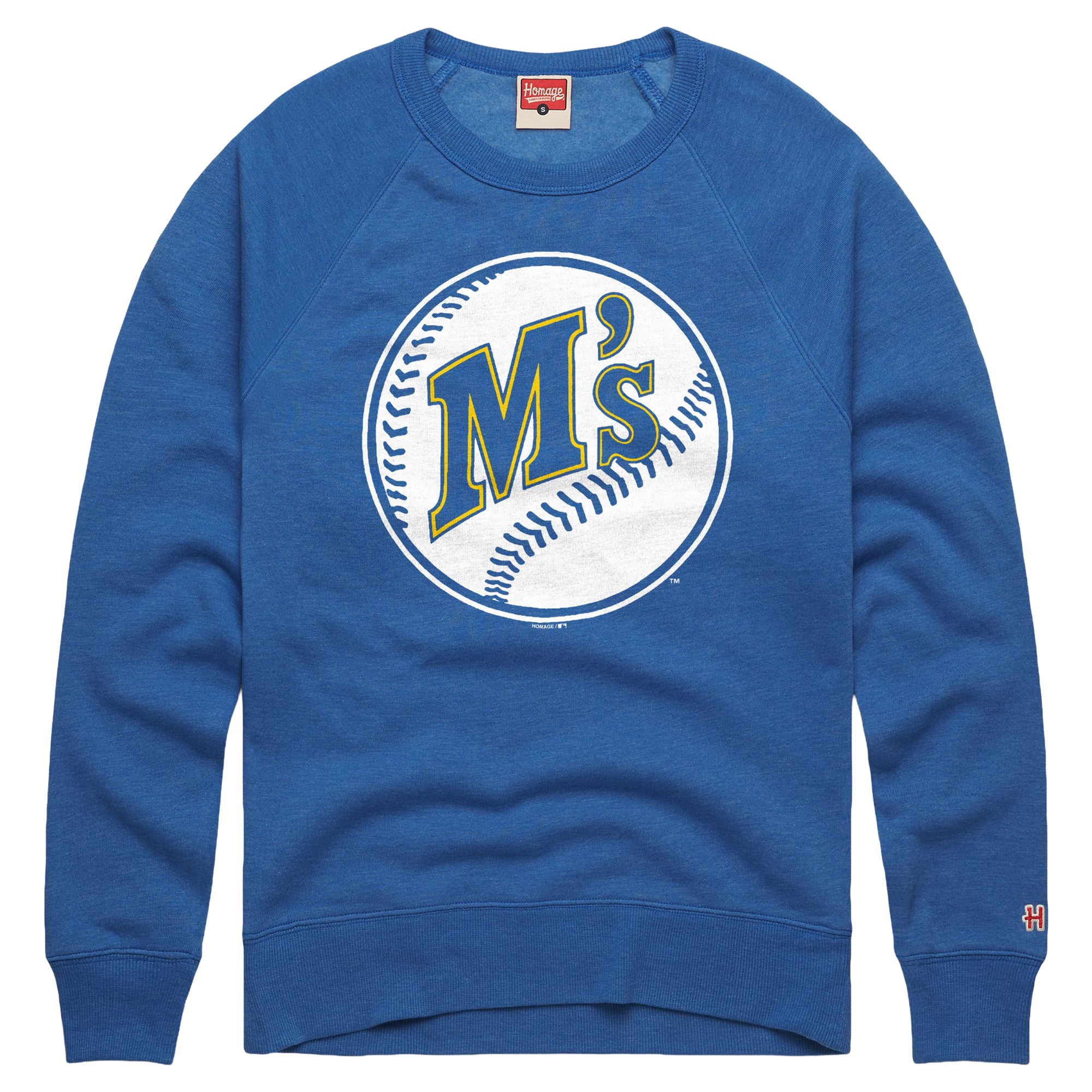Men's Homage  Royal Seattle Mariners Cooperstown Collection Raglan Tri-Blend Sweatshirt