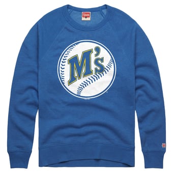 Men's Homage  Royal Seattle Mariners Cooperstown Collection Raglan Tri-Blend Sweatshirt