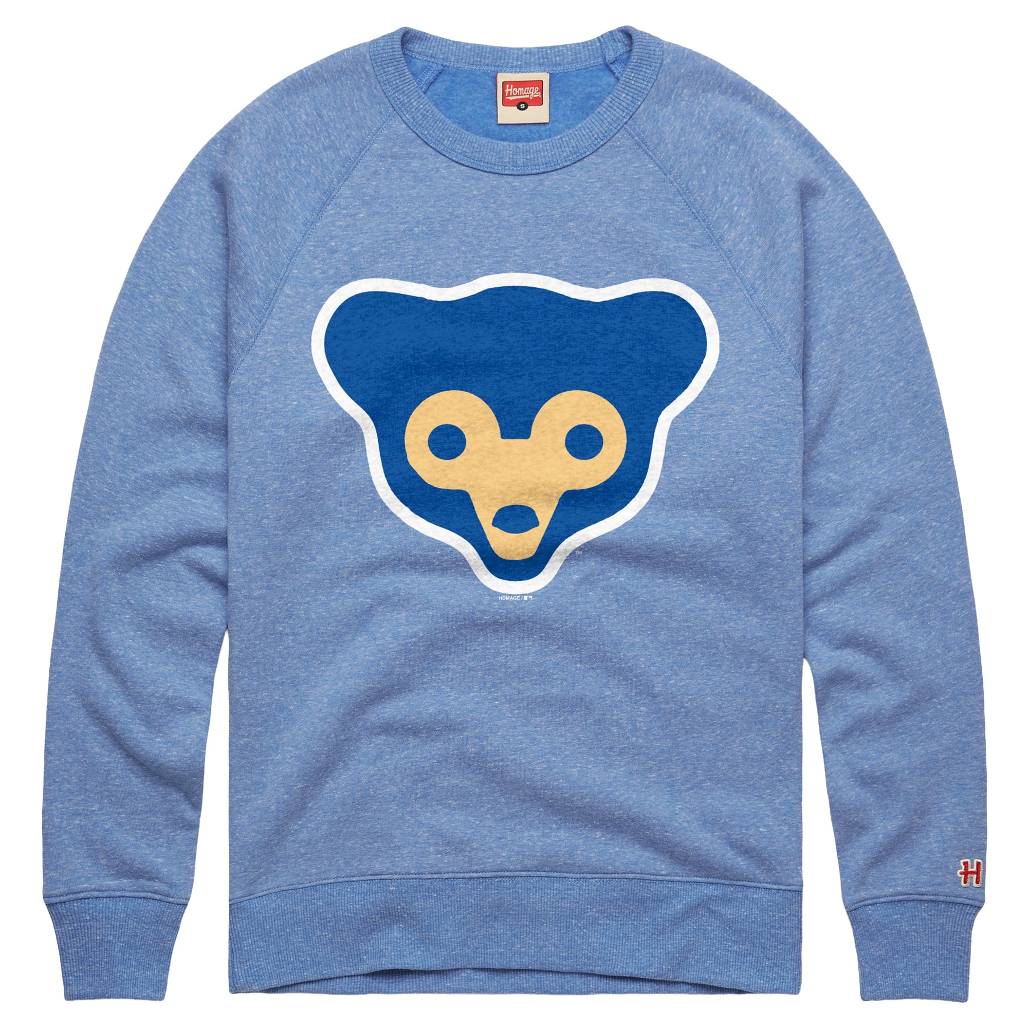 Men's Homage  Light Blue Chicago Cubs Cooperstown Collection Raglan Tri-Blend Sweatshirt