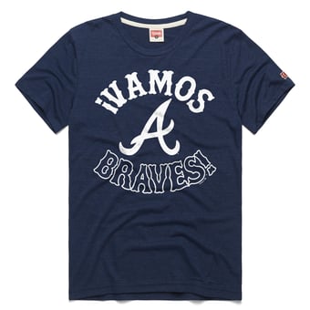 Men's Homage  Navy Atlanta Braves Vamos Tri-Blend T-Shirt