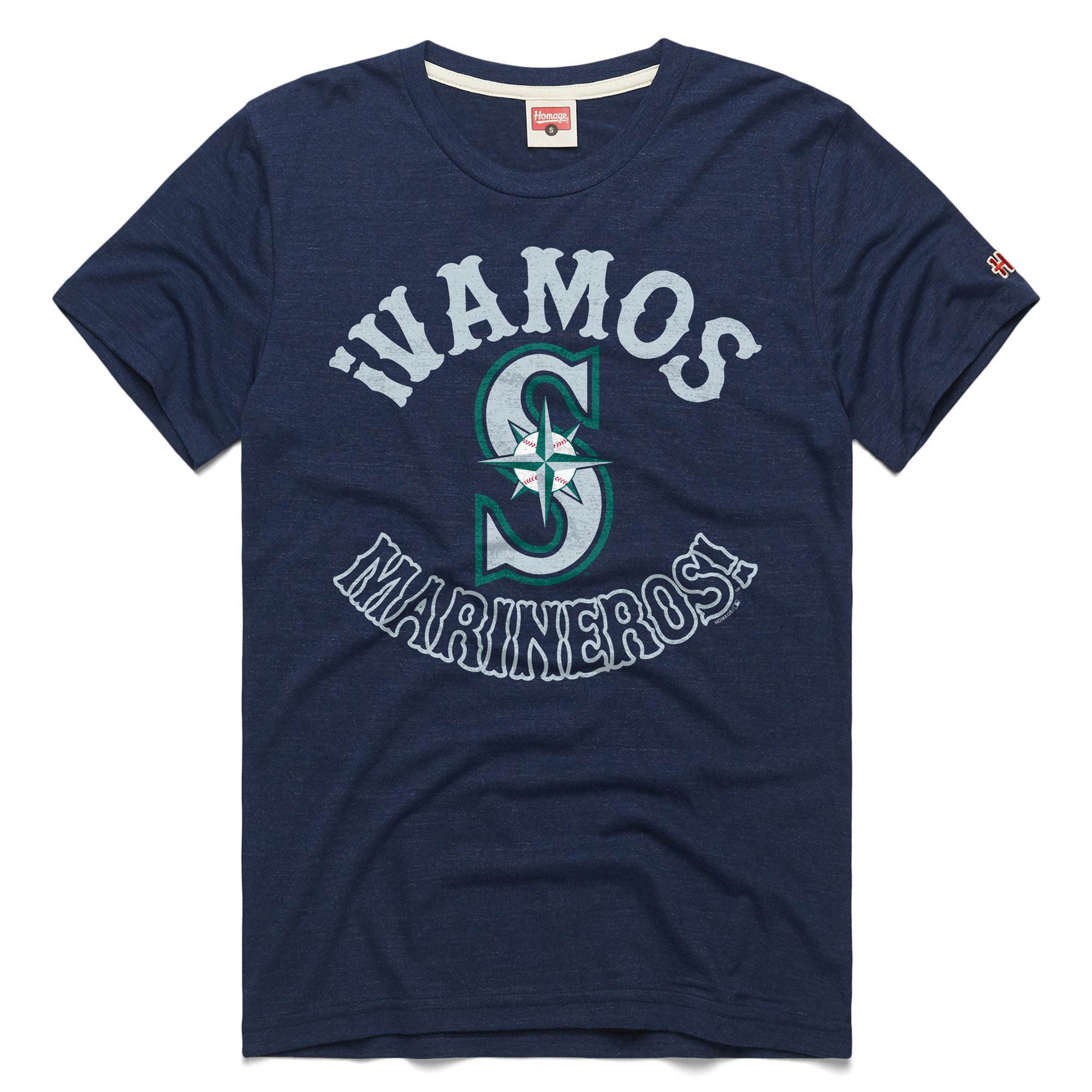Men's Homage Navy Seattle Mariners Vamos Tri-Blend T-Shirt