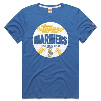 Men's Homage  Royal Seattle Mariners MLB x Topps Baseball The Real One Tri-Blend T-Shirt