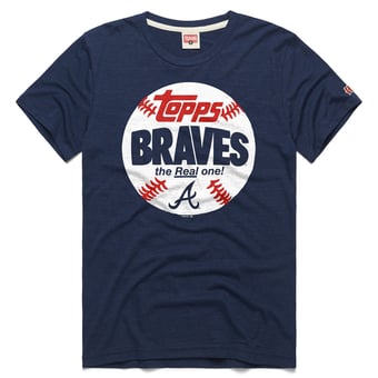 Men's Homage  Navy Atlanta Braves MLB x Topps Baseball The Real One Tri-Blend T-Shirt