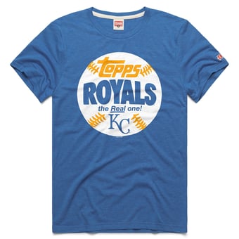 Men's Homage  Royal Kansas City Royals MLB x Topps Baseball The Real One Tri-Blend T-Shirt