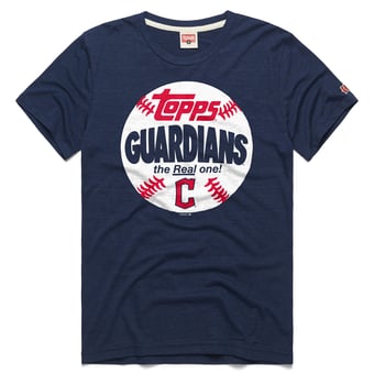 Men's Homage  Navy Cleveland Guardians MLB x Topps Baseball The Real One Tri-Blend T-Shirt