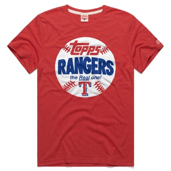 Men's Homage  Red Texas Rangers MLB x Topps Baseball The Real One Tri-Blend T-Shirt