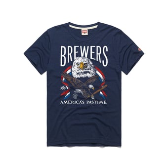Men's Homage  Navy Milwaukee Brewers America's Pastime Tri-Blend T-Shirt