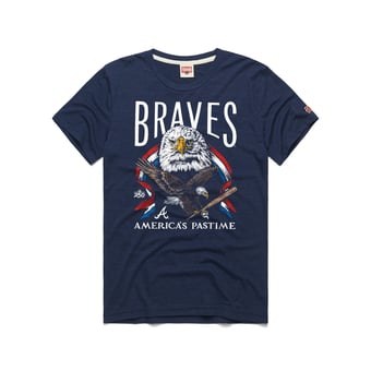 Men's Homage  Navy Atlanta Braves America's Pastime Tri-Blend T-Shirt