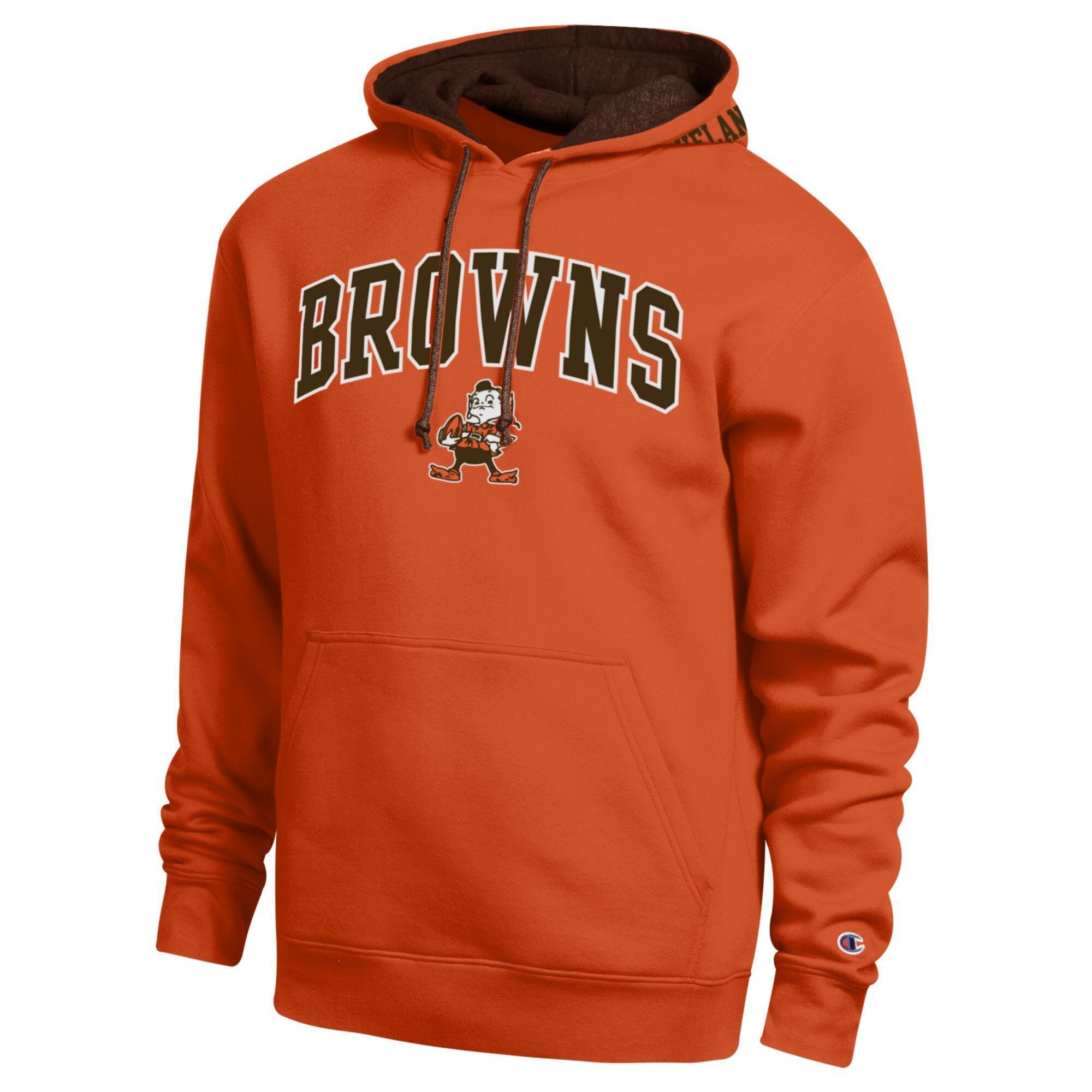 Men's Champion Orange/Brown Cleveland Browns Contrast Hoodie