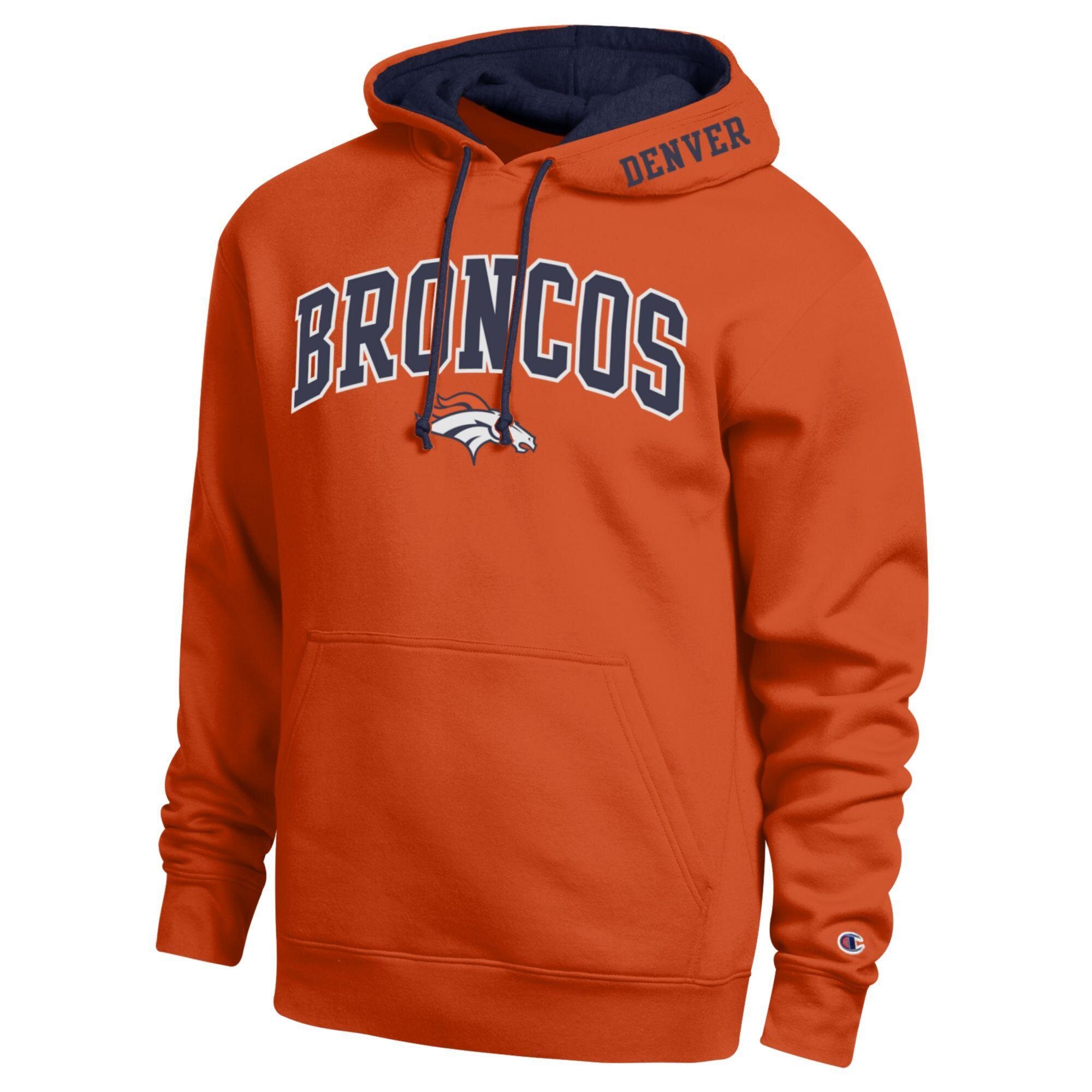 Men's Champion  Orange/Navy Denver Broncos Contrast Hoodie